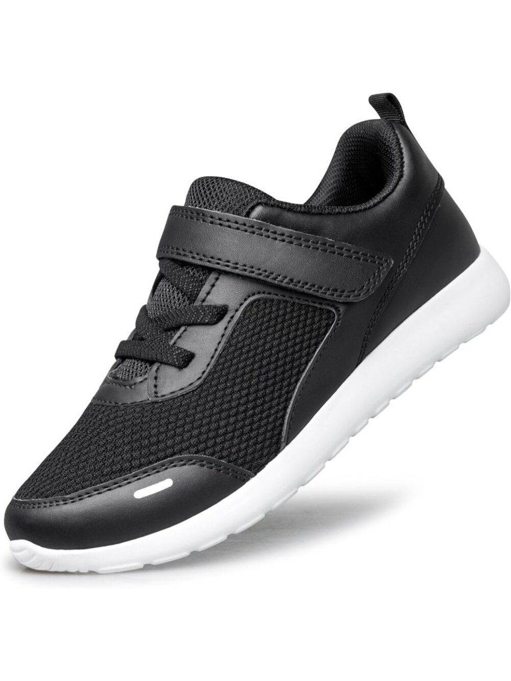 Kids Dark Black Mesh Shoes Toddler Boys Girls Running Sports Strap Sneakers